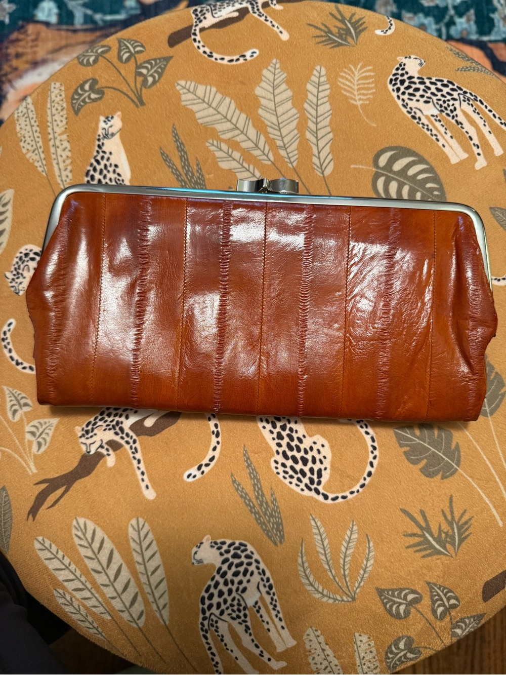 Vintage Leather Clutch Wallet in Cognac Brown